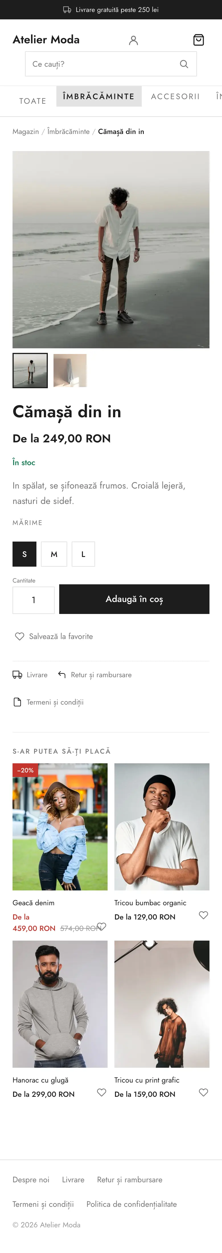 A product page, on a phone